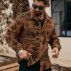 Manfinity Homme Mens Geometric Pattern Button Up Pocket Shacket Autumn WinterBoyfriend GiftWinter Warm JacketFall Men ClothesWinter Men JacketCoral Fleece Jacket Men Shacket Men Graphic Jacket main 4