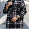 Manfinity Homme Mens Plaid Printed Button Up Long Sleeve Casual Work Shacket For Friends Husband Boyfriend Gifts main 6