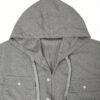 Manfinity Homme Mens Solid Color Long Sleeve Single Breasted Pocket Hooded Shacket main 3