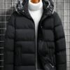 Men Zip Hoodie Padded Coat Plain Going Out Casual Warm Winter Jacket