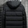 Manfinity Homme Mens Solid Color Simple Daily Hooded Long Sleeve Padded Coat Fall Winter Solid Color Warm Winter Coat Black Going Out Casual Coat For Friends Husband Boyfriend Gifts main 1