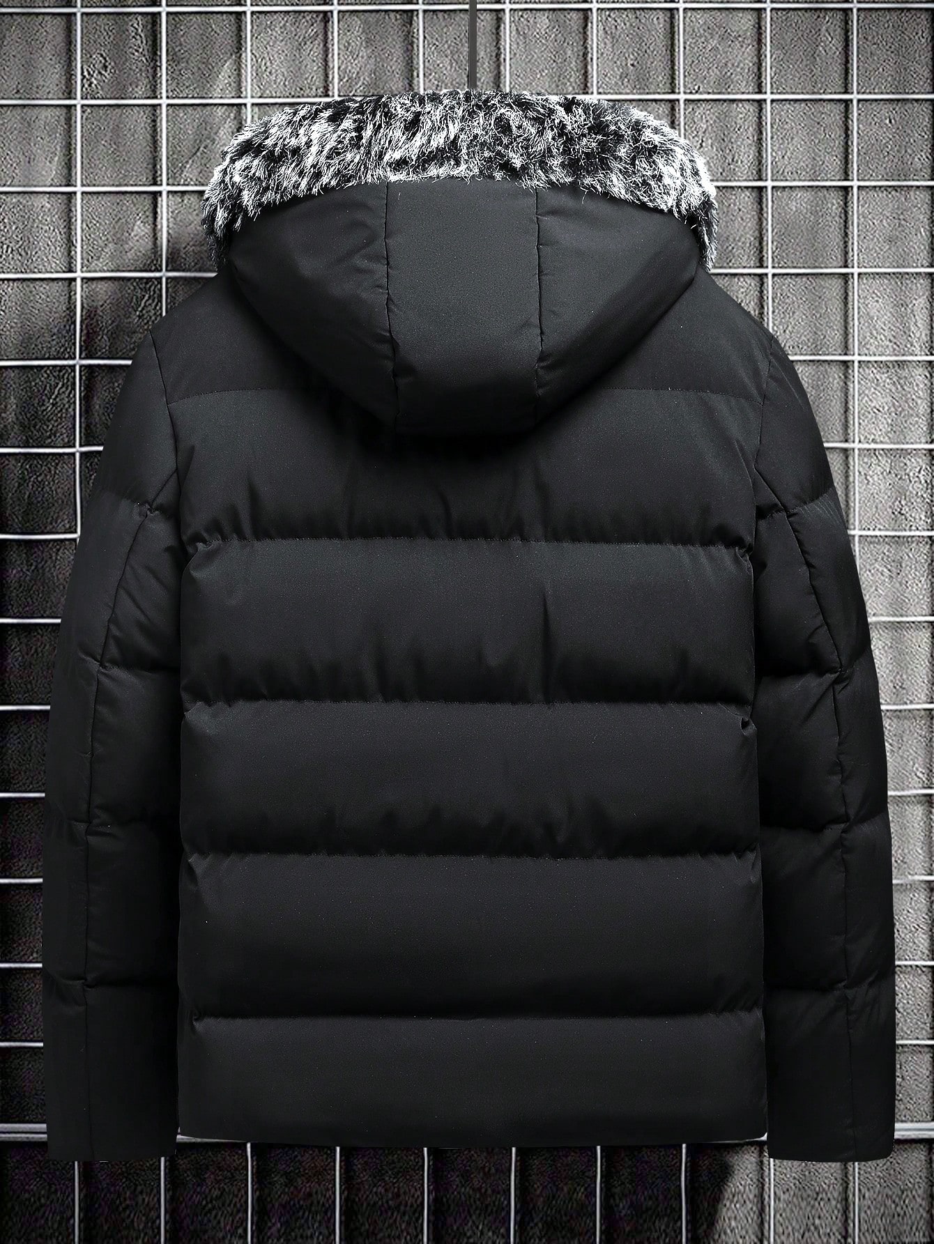 Men Black Hooded Puffer Winter Coats Jacket