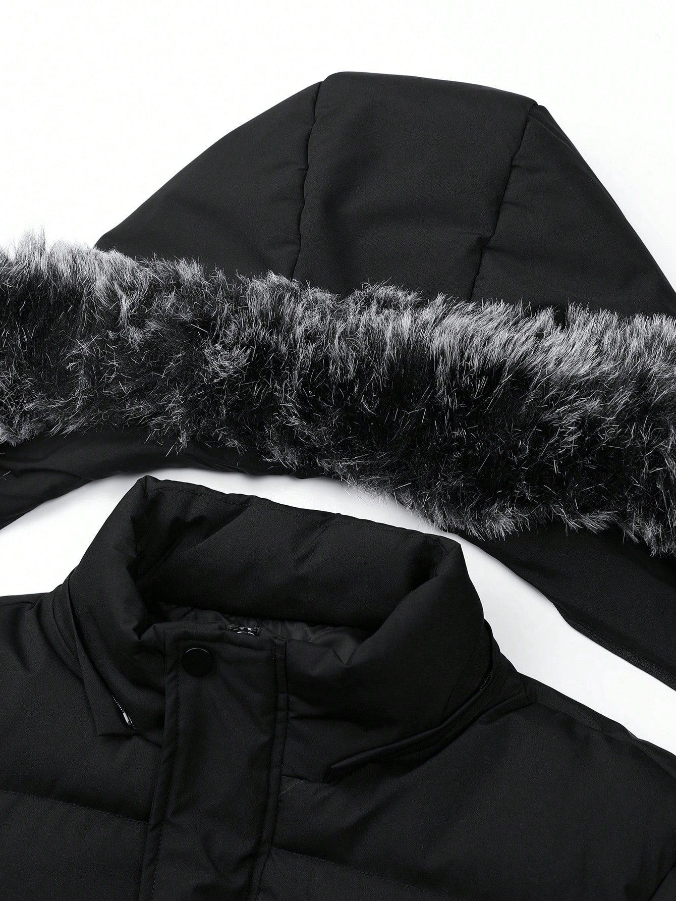 Men Black Hooded Puffer Winter Coats Jacket