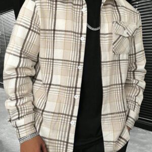 Vintage Spring Autumn Casual Plaid Fashion Shacket For Men
