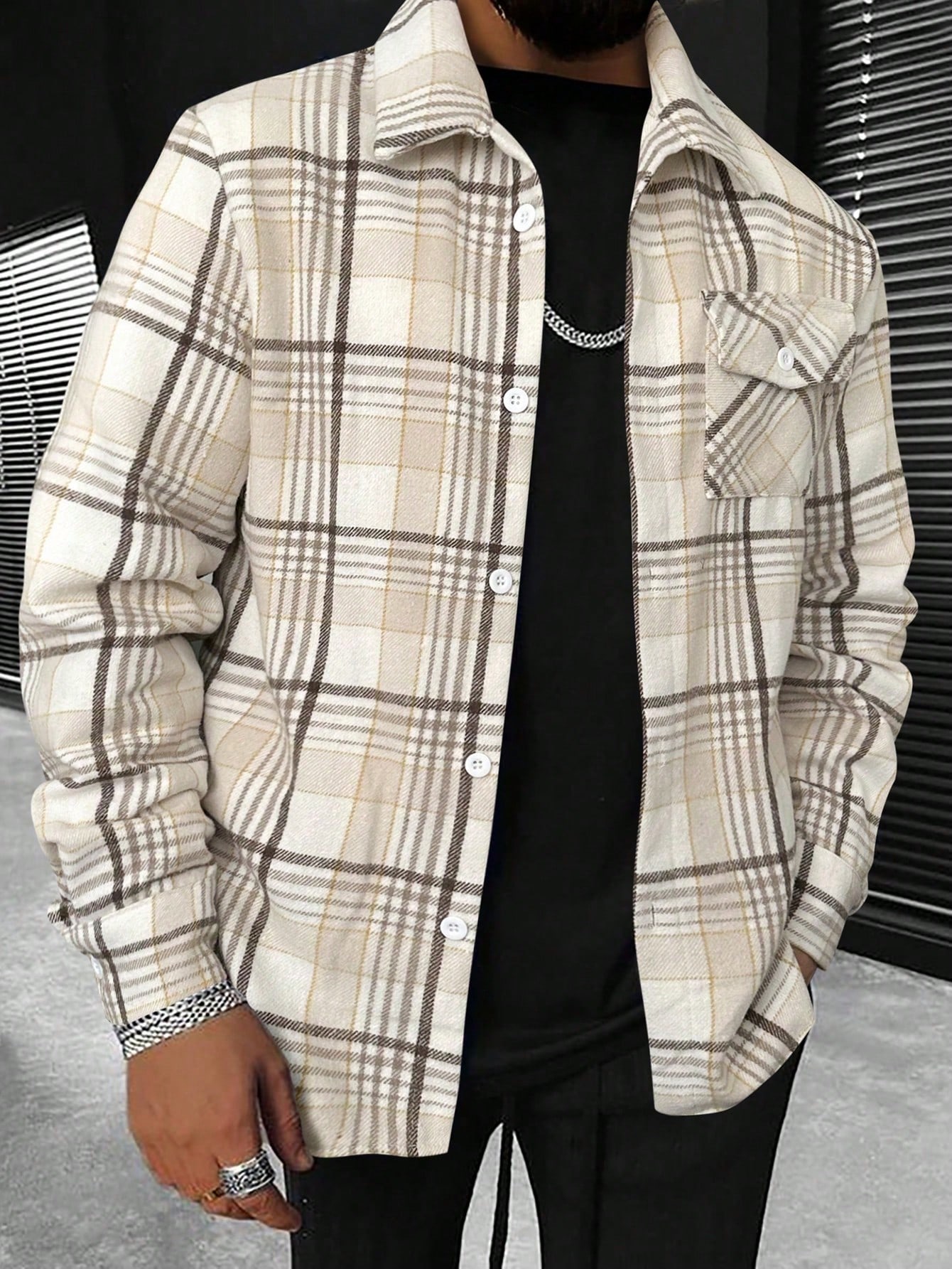 Vintage Spring Autumn Casual Plaid Fashion Shacket For Men