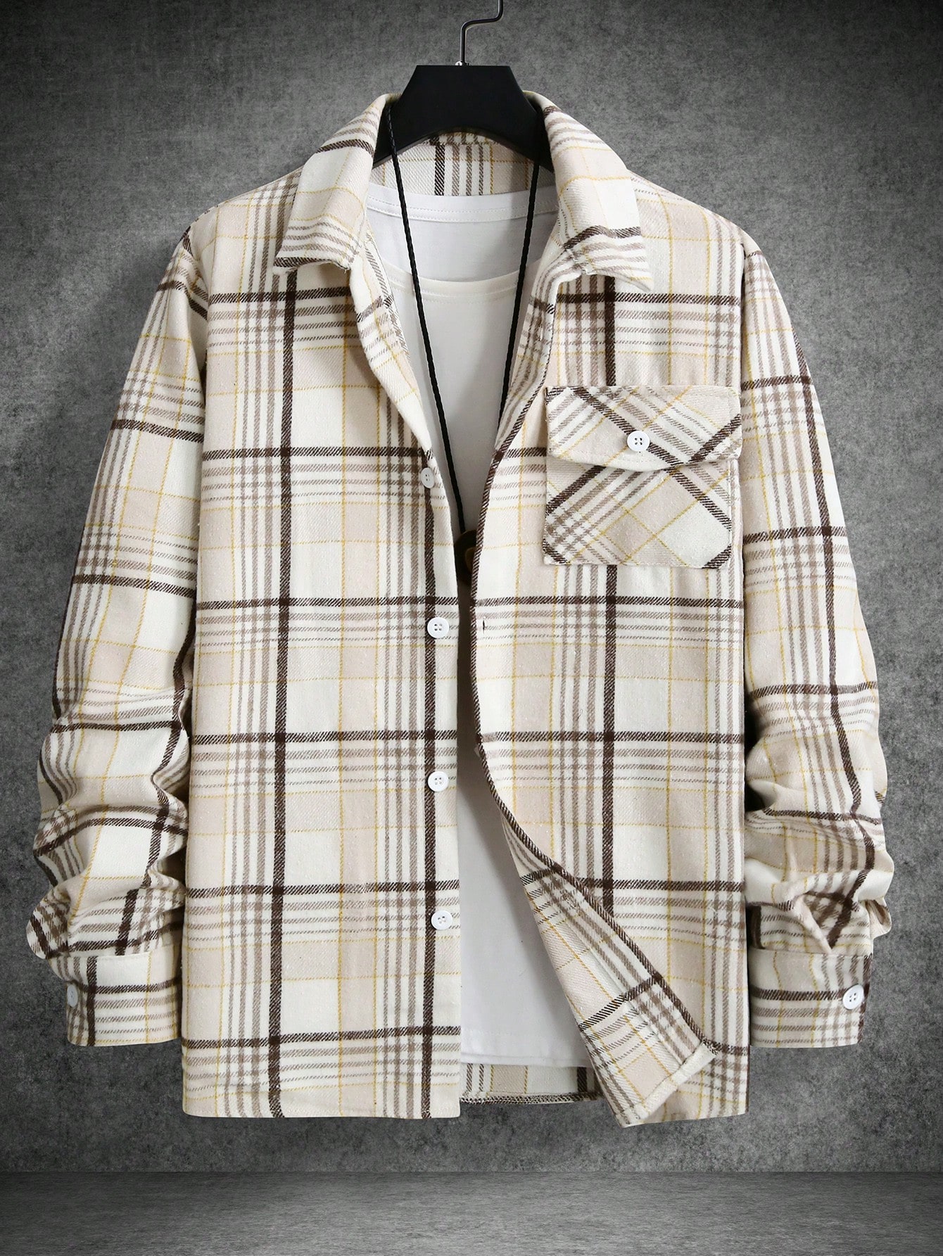 Vintage Spring Autumn Casual Plaid Fashion Shacket For Men